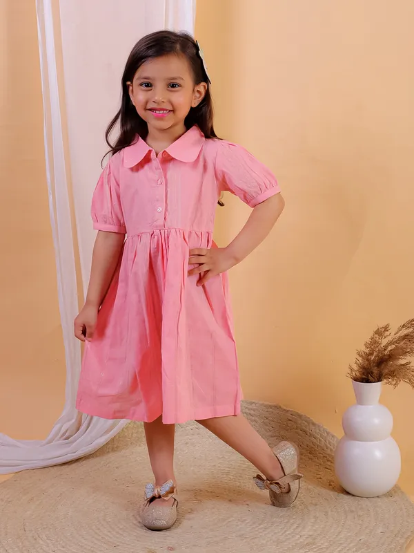 Light_Orange_Cotton_Lurex_Fit_And_Flare_Dress