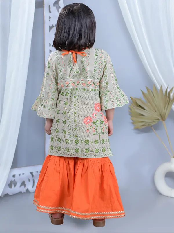 Beige_Printed_Straight_Pure_Cotton_Kurti_With_Sharara