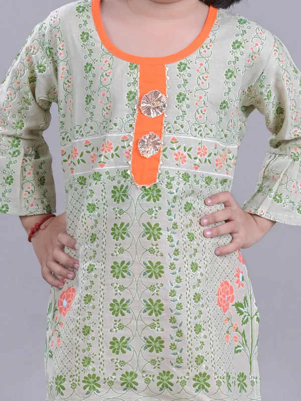 Beige_Printed_Straight_Pure_Cotton_Kurti_With_Sharara