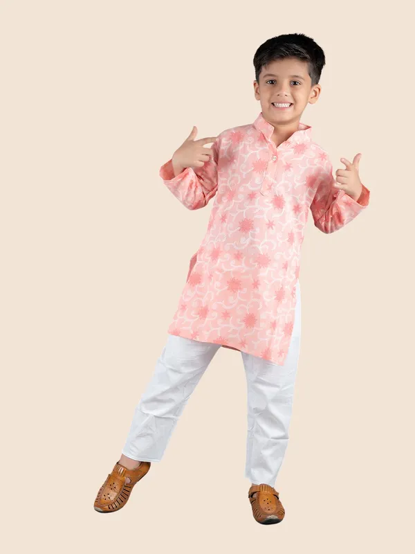Orange_Printed_Cotton_Straight_Kurta_With_Pyjamas