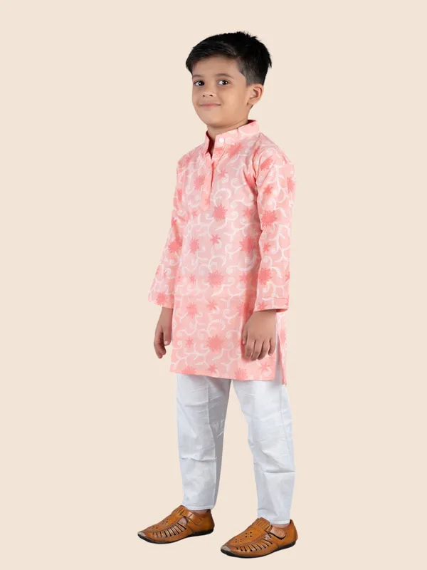 Orange_Printed_Cotton_Straight_Kurta_With_Pyjamas