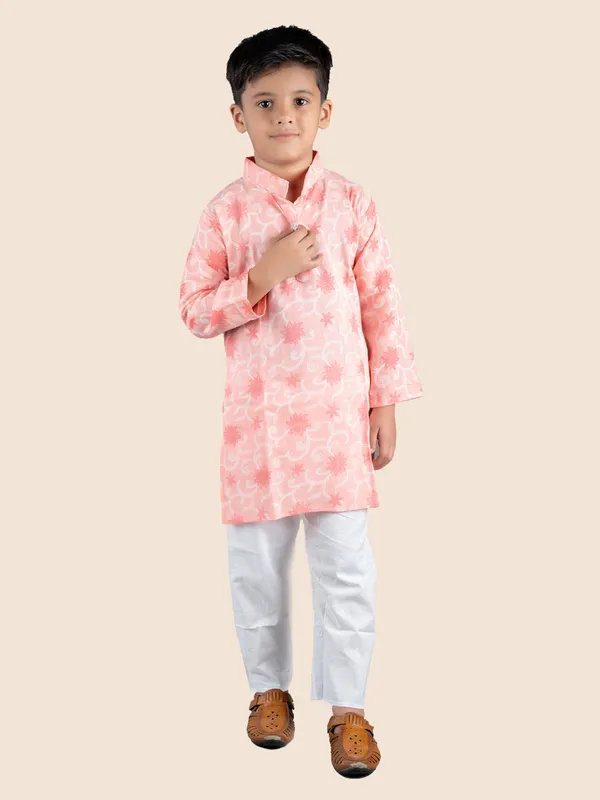 Orange_Printed_Cotton_Straight_Kurta_With_Pyjamas