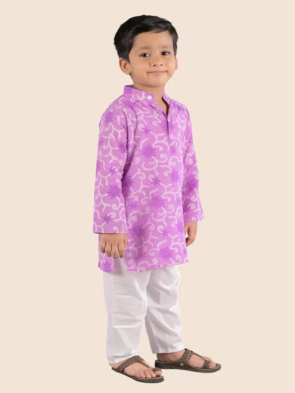 Purple_Printed_Cotton_Straight_Kurta_With_Pyjamas