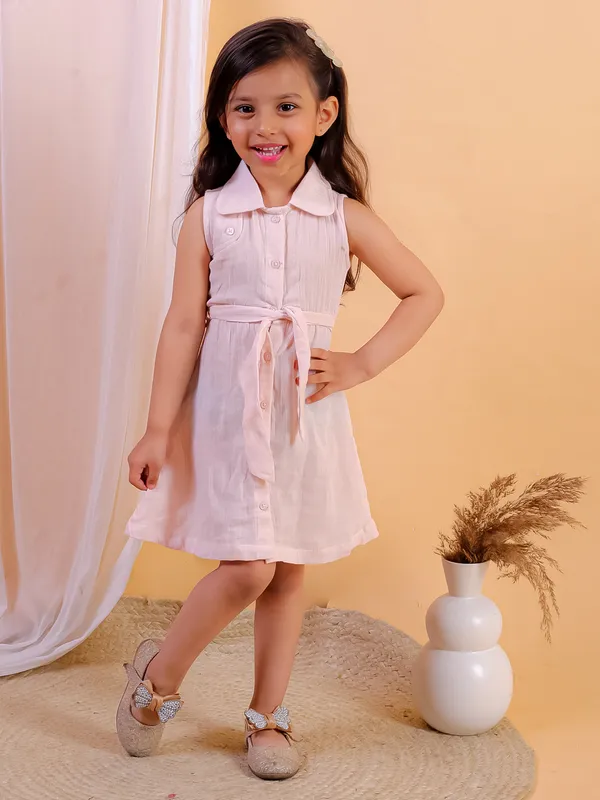 Cream_Solid_Double_Gauze_Cotton_Sleeveless_Dress