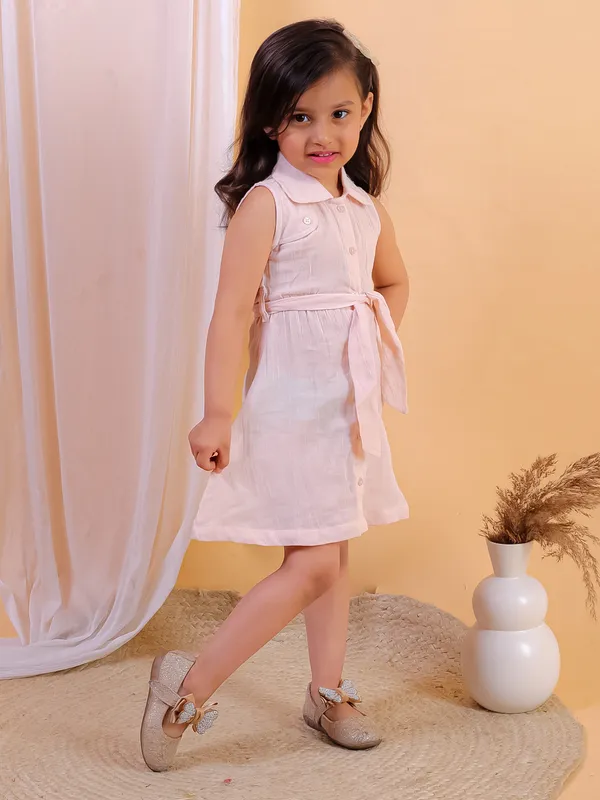 Cream_Solid_Double_Gauze_Cotton_Sleeveless_Dress