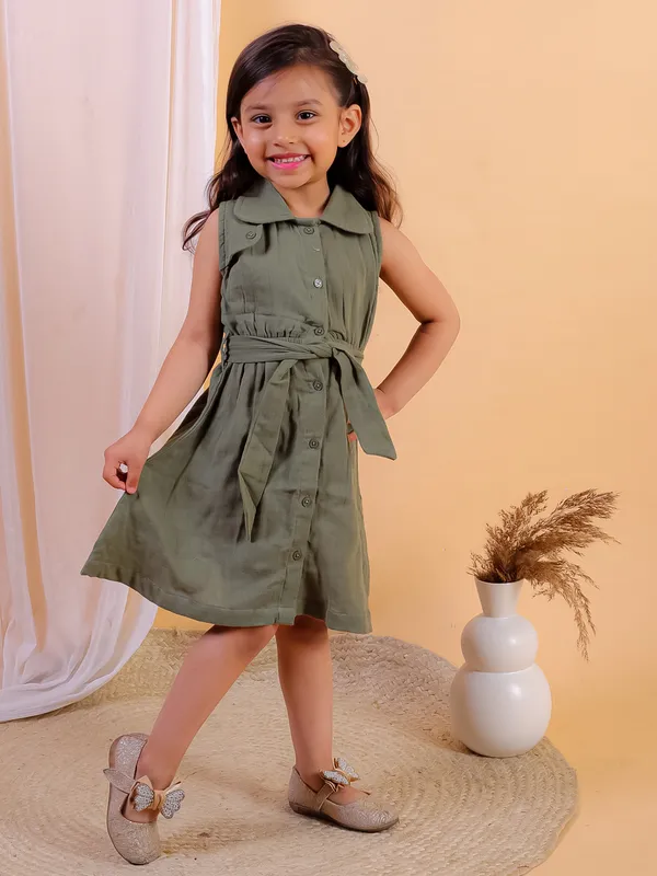 Green_Solid_Double_Gauze_Cotton_Sleeveless_Dress