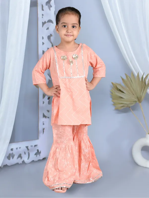 Orange_Printed_Straight_Viscose_Kurti_With_Sharara