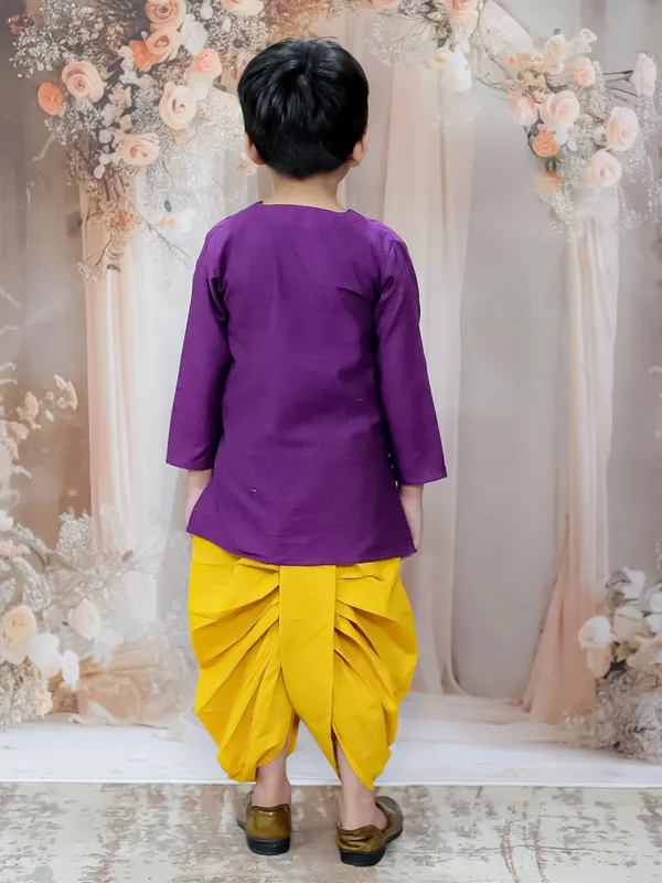 Purple_Pure_Cotton_Full_Sleeve_Embroidered_Kurta_With_Dhoti