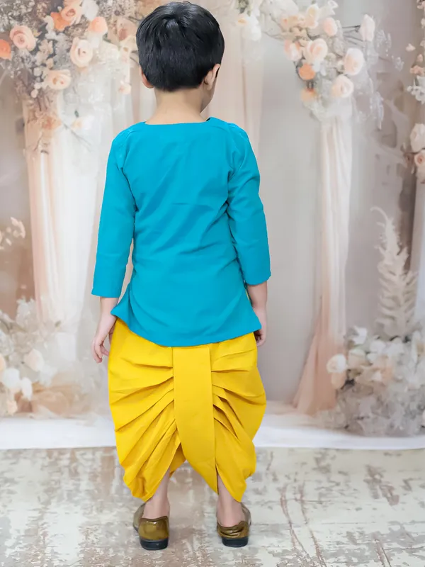 Tq_Green_Pure_Cotton_Full_Sleeve_Embroidered_Kurta_With_Dhoti