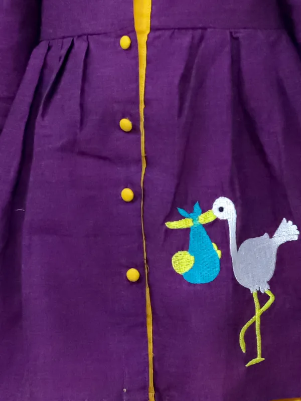 Purple_Pure_Cotton_Full_Sleeve_Embroidered_Dress_With_Dhoti