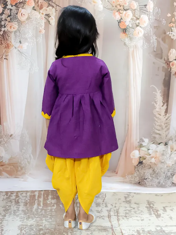 Purple_Pure_Cotton_Full_Sleeve_Embroidered_Dress_With_Dhoti