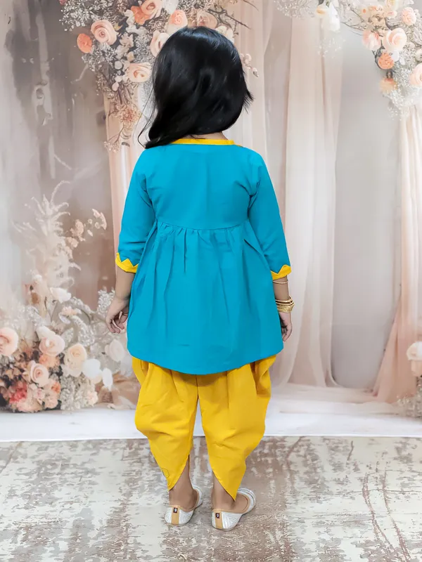 Tq_Green_Pure_Cotton_Full_Sleeve_Embroidered_Dress_With_Dhoti