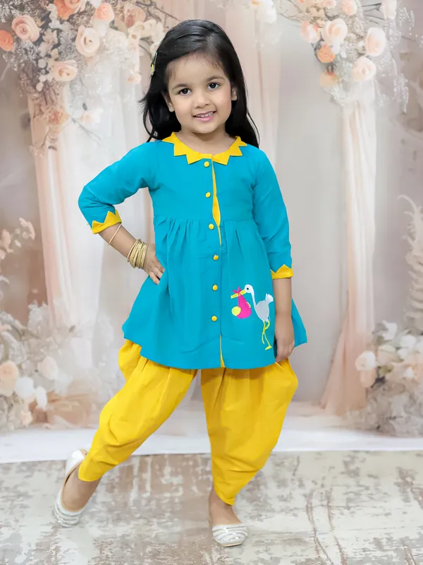 Tq_Green_Pure_Cotton_Full_Sleeve_Embroidered_Dress_With_Dhoti