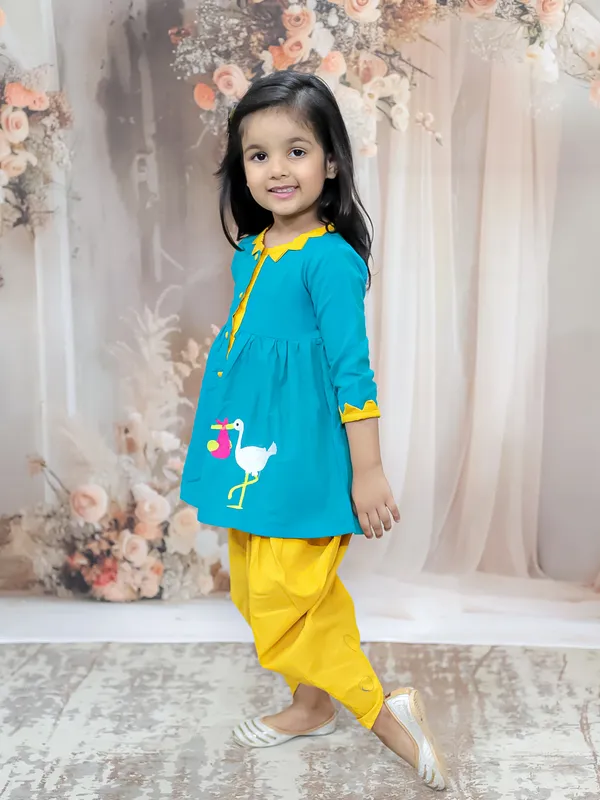Tq_Green_Pure_Cotton_Full_Sleeve_Embroidered_Dress_With_Dhoti