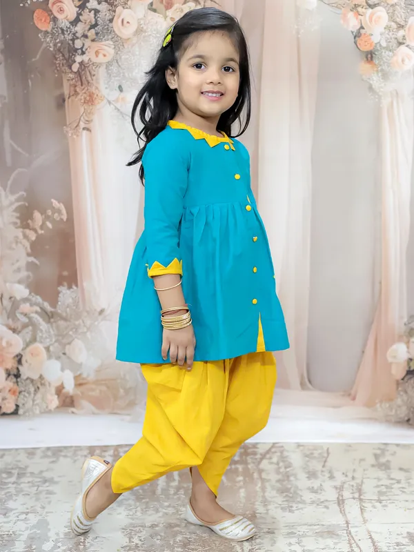 Tq_Green_Pure_Cotton_Full_Sleeve_Embroidered_Dress_With_Dhoti