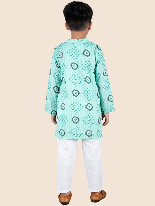 Green_Printed_Kantha_Woven_Cotton_Kurta_With_Pyjamas