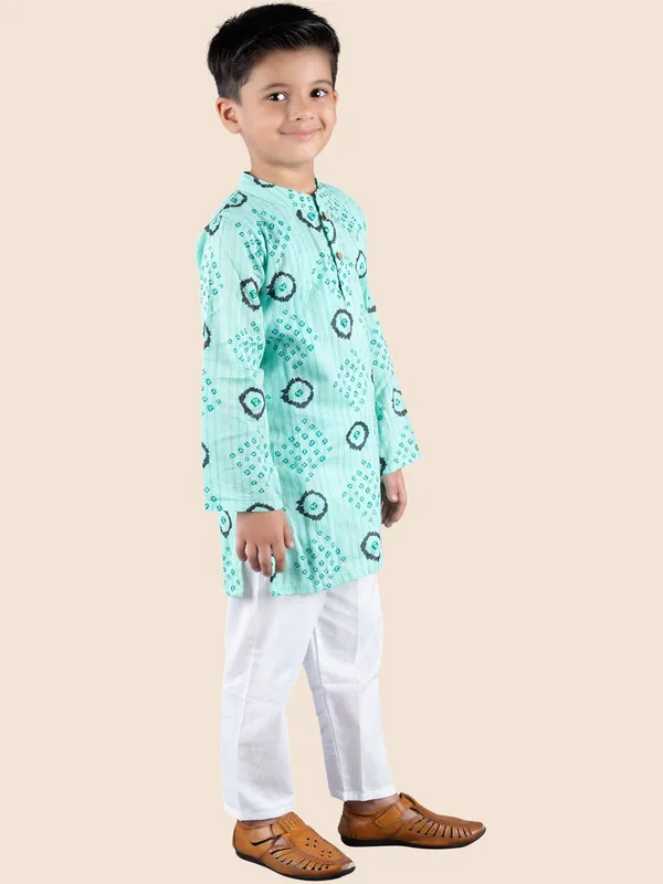 Green_Printed_Kantha_Woven_Cotton_Kurta_With_Pyjamas
