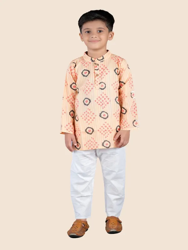 Orange_Printed_Kantha_Woven_Cotton_Kurta_With_Pyjamas