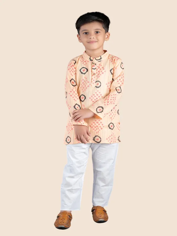 Orange_Printed_Kantha_Woven_Cotton_Kurta_With_Pyjamas