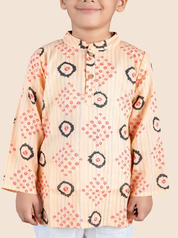 Orange_Printed_Kantha_Woven_Cotton_Kurta_With_Pyjamas