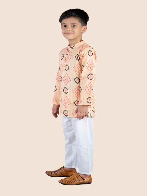 Orange_Printed_Kantha_Woven_Cotton_Kurta_With_Pyjamas
