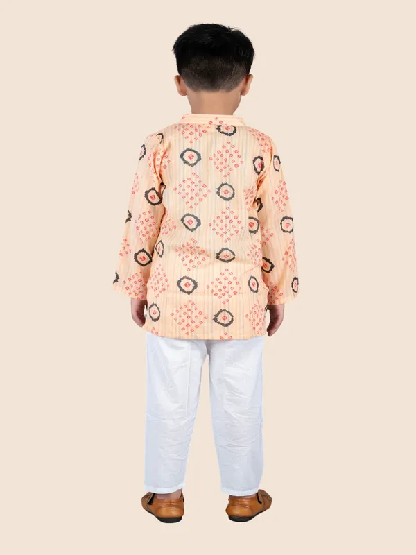 Orange_Printed_Kantha_Woven_Cotton_Kurta_With_Pyjamas