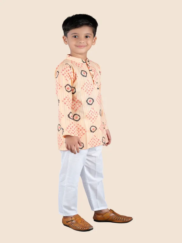 Orange_Printed_Kantha_Woven_Cotton_Kurta_With_Pyjamas