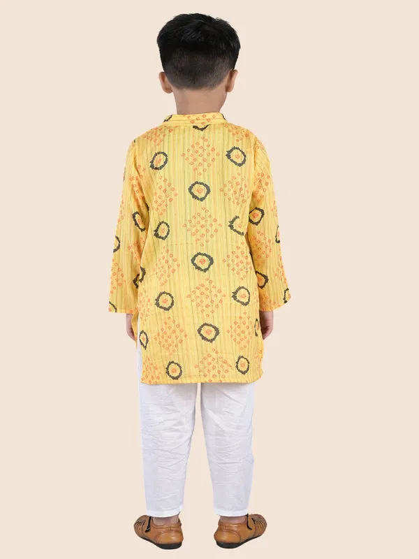 Yellow_Printed_Kantha_Woven_Cotton_Kurta_With_Pyjamas
