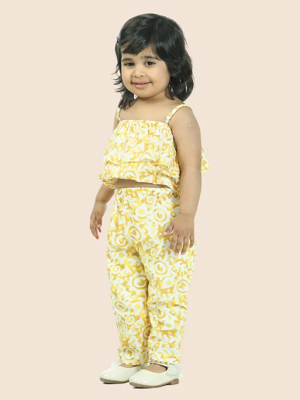 Yellow_Printed_Pure_Cotton_Crop_Top_With_Pyjamas_Set