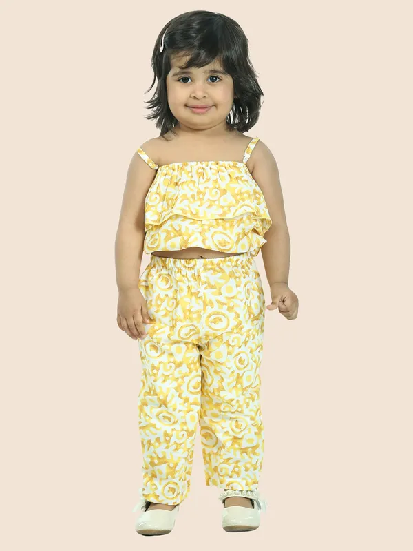 Yellow_Printed_Pure_Cotton_Crop_Top_With_Pyjamas_Set