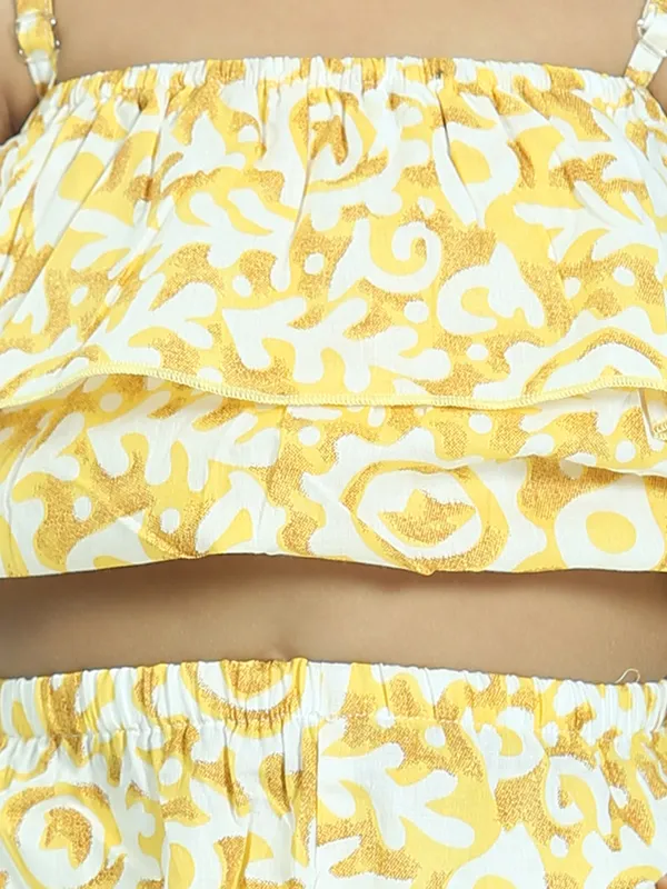 Yellow_Printed_Pure_Cotton_Crop_Top_With_Pyjamas_Set