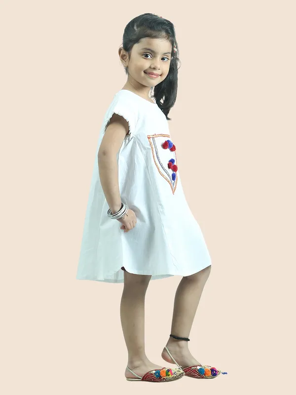 White_Pure_Cotton_Short_Sleeve_One_Piece_Dress