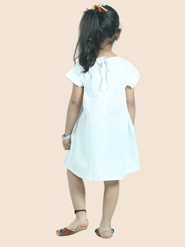 White_Pure_Cotton_Short_Sleeve_One_Piece_Dress
