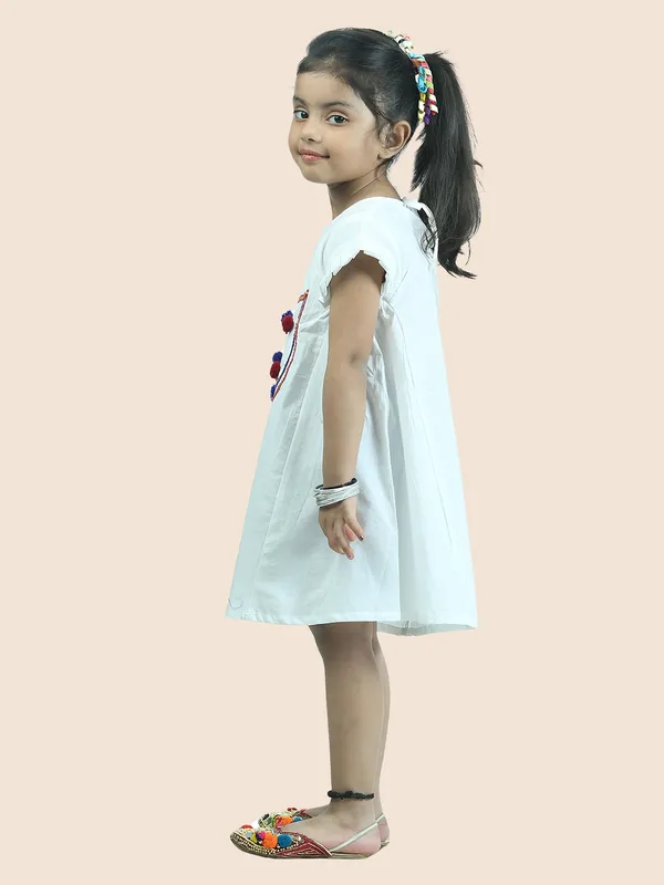 White_Pure_Cotton_Short_Sleeve_One_Piece_Dress