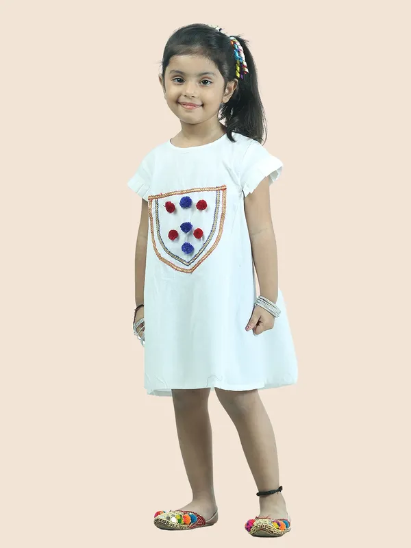 White_Pure_Cotton_Short_Sleeve_One_Piece_Dress