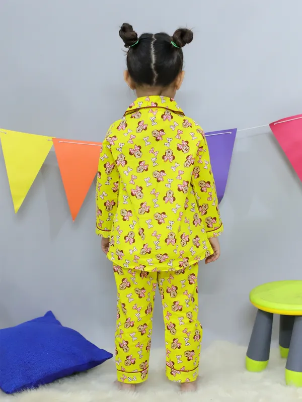 Yellow_Woven_Pure_Cotton_Printed_Night_Suit