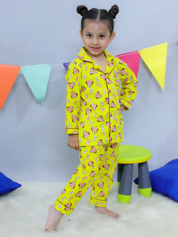 Yellow_Woven_Pure_Cotton_Printed_Night_Suit