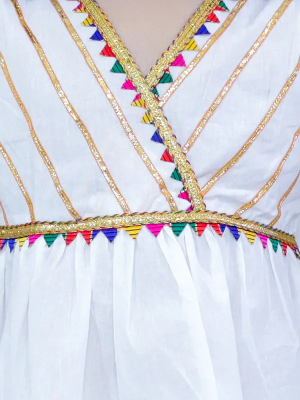 White_Pure_Cotton_Embellished_Kurti_With_Sharara
