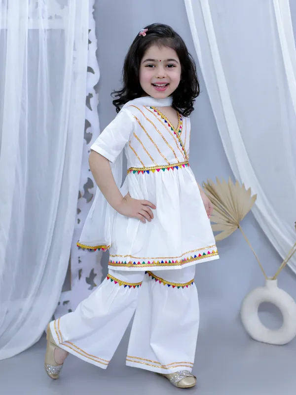 White_Pure_Cotton_Embellished_Kurti_With_Sharara