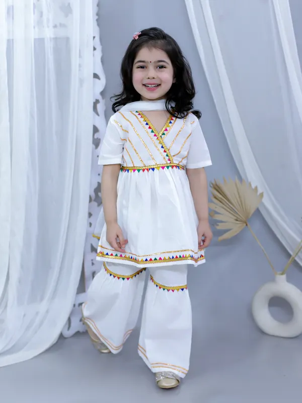 White_Pure_Cotton_Embellished_Kurti_With_Sharara