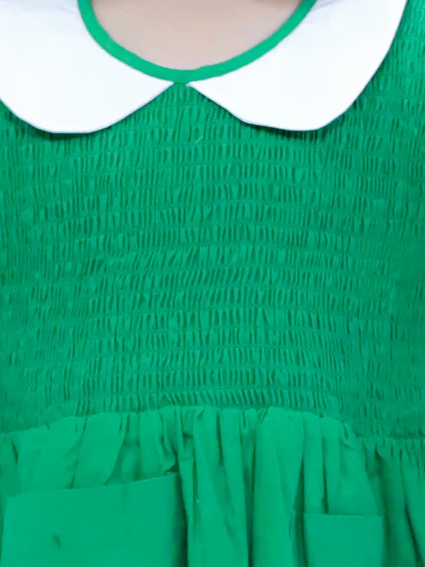 Green_Pure_Cotton_Smoked_Dress_With_Peter_Pan_Collar