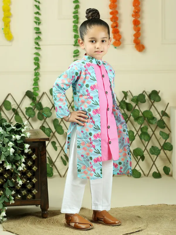 Pink_Pure_Cotton_Floral_Print_Full_Sleeve_Kurta_With_Pyjamas