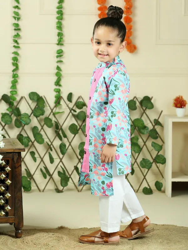 Pink_Pure_Cotton_Floral_Print_Full_Sleeve_Kurta_With_Pyjamas
