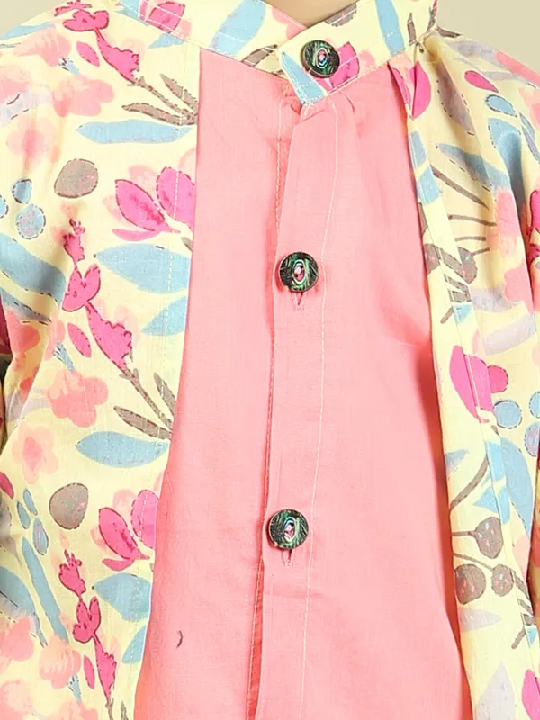 Red_Pure_Cotton_Floral_Print_Full_Sleeve_Kurta_With_Pyjamas