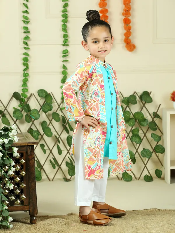 Turquoise_Green_Pure_Cotton_Floral_Print_Full_Sleeve_Kurta_With_Pyjamas