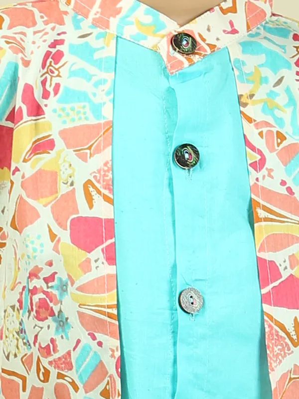 Turquoise_Green_Pure_Cotton_Floral_Print_Full_Sleeve_Kurta_With_Pyjamas
