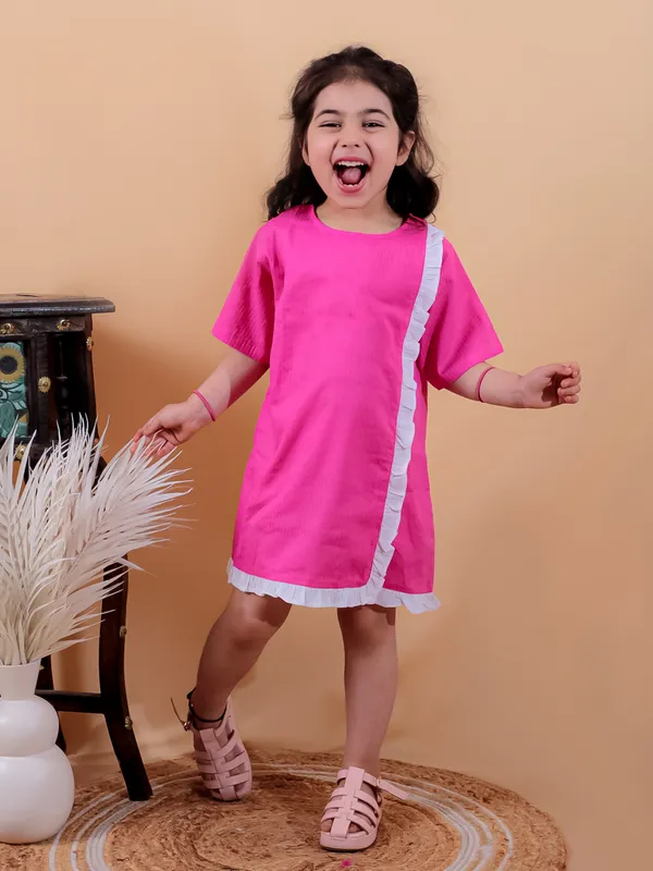 Pink_Pure_Cotton_One_Piece_Dress_Wirh_Frill