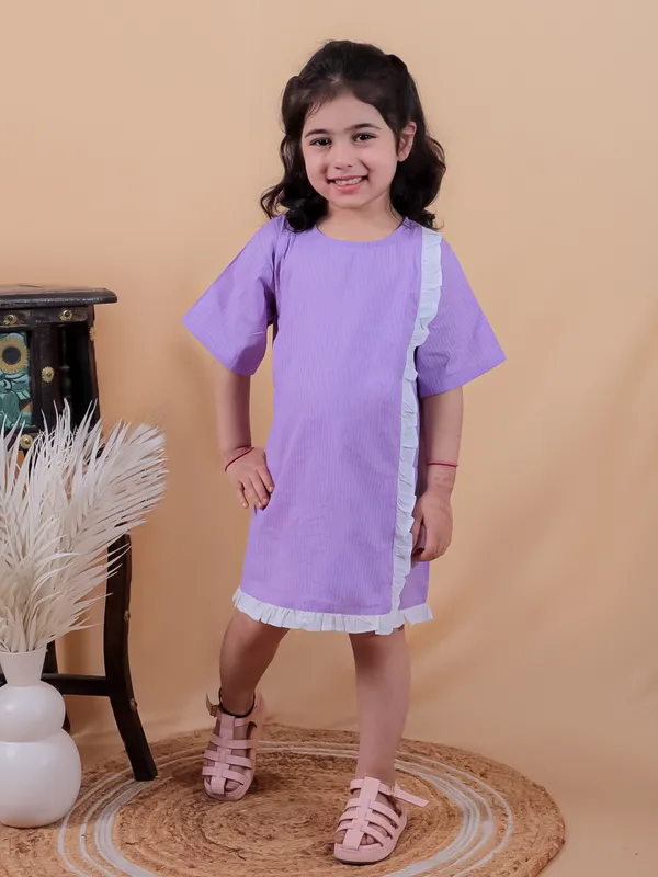 Purple_Pure_Cotton_One_Piece_Dress_With_Frill
