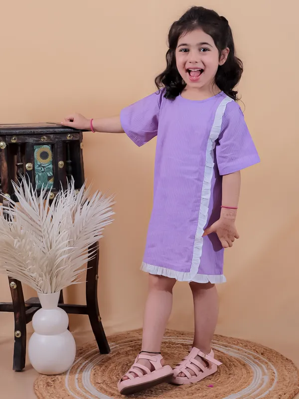 Purple_Pure_Cotton_One_Piece_Dress_With_Frill
