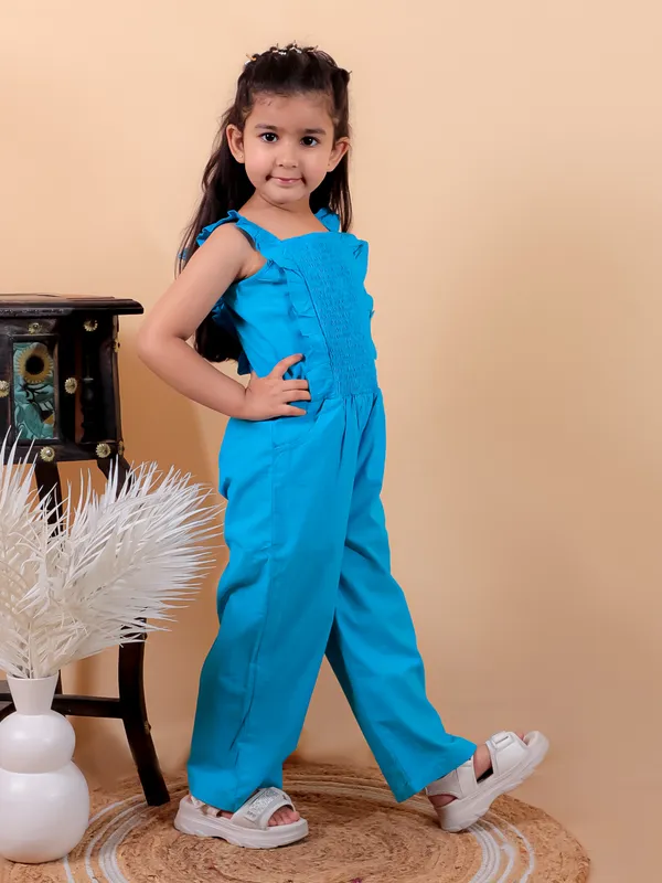 Blue_Pure_Cotton_Jumpsuit_With_Smoking